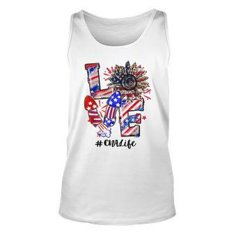 Love Sunflower Leopard Fireworks Cna Life 4Th Of July Unisex Tank Top - Seseable