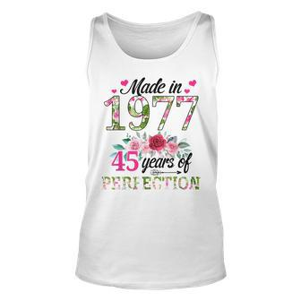 Made In 1977 Floral 45 Year Old 45Th Birthday Gifts Women Unisex Tank Top - Seseable
