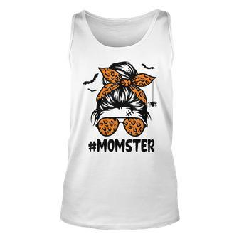 Momster Shirt For Women Halloween Mom Messy Bun Leopard Men Women Tank Top Graphic Print Unisex - Thegiftio UK