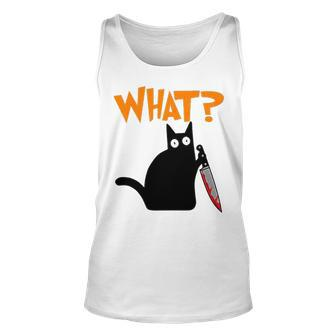 Murderous Cat With Bloody Knife Murderous Black Cat Meme Unisex Tank Top - Thegiftio UK