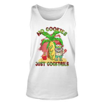 No Cookies Just Cocktails Funny Santa Christmas In July Unisex Tank Top - Seseable