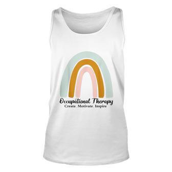 Occupational Therapy Create Motivate Inspire Rainbow Unisex Tank Top - Monsterry