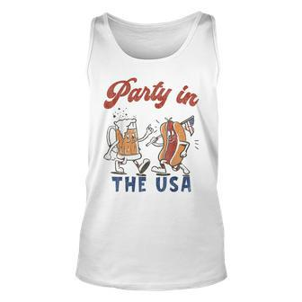 Party In The Usa Hot Dog Love Usa Funny Fourth Of July Unisex Tank Top - Seseable