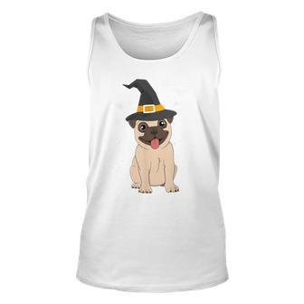 Pug Witch Halloween Dog Puppy Outfit Costume Trick Or Treat Unisex Tank Top - Seseable