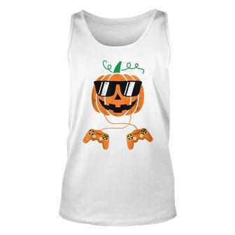 Pumpkin Gaming Controller Halloween Shirt For Boys Kids Men Women Tank Top Graphic Print Unisex - Thegiftio UK