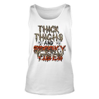 Retro Leopard Thick Thighs And Spooky Vibes Funny Halloween Unisex Tank Top - Seseable