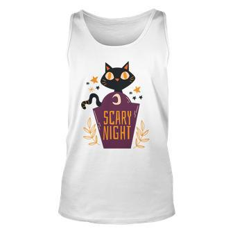 Scary Night Black Cat In Popcorn Bag Men Women Tank Top Graphic Print Unisex - Thegiftio UK