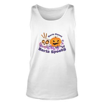 Sorta Sweet Sorta Spooky Halloween Pumpkin Skull Unisex Tank Top - Seseable