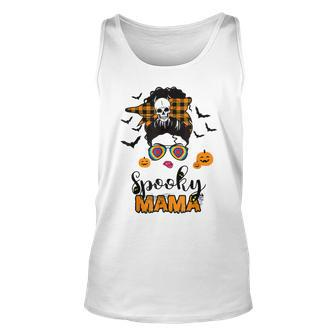 Spooky Mama Messy Bun For Halloween Messy Bun Mom Monster V2 Unisex Tank Top - Seseable