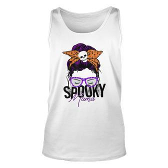 Spooky Messy Bun Mama Happy Halloween Unisex Tank Top - Seseable