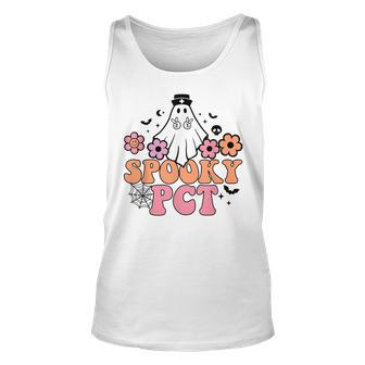 Spooky Pct Patient Care Tech Ghost Outfit For Halloween Men Women Tank Top Graphic Print Unisex - Thegiftio UK