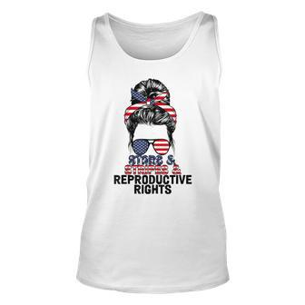 Stars Stripes Reproductive Rights Messy Bun 4Th Of July V4 Unisex Tank Top - Seseable