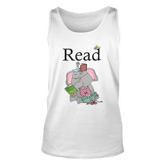 Teacher Library Read Book Club Piggie Elephant Pigeons Funny Tshirt Unisex Tank Top - Monsterry AU