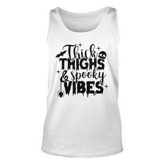 Thick Thighs And Spooky Vibes Skull Halloween Unisex Tank Top - Seseable