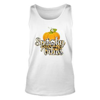 Thick Thights And Spooky Vibes Pumpkin Halloween Unisex Tank Top - Seseable