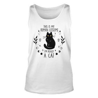 This Is My Human Costume Im Really A Cat Halloween Costume Unisex Tank Top - Seseable