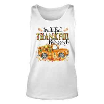 Truck Pumpkin Grateful Thankful Blessed Happy Fall Yall Men Women Tank Top Graphic Print Unisex - Thegiftio UK