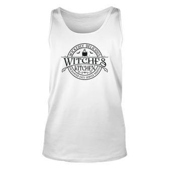 Vintage Halloween Sign Wickedly Delicous Witches Kitchen Men Women Tank Top Graphic Print Unisex - Seseable