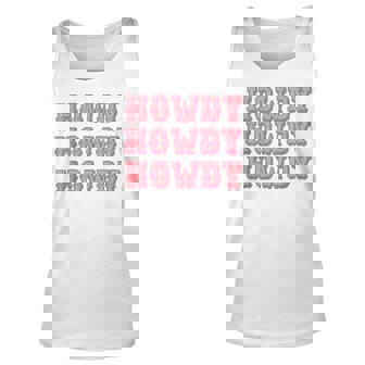Vintage White Howdy Rodeo Western Country Southern Cowgirl V2 Unisex Tank Top - Seseable