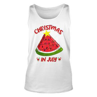Watermelon Christmas Tree Christmas In July Summer Vacation V3 Unisex Tank Top - Seseable