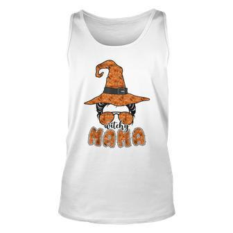 Witchy Mama Halloween Messy Bun Witch Mom Spooky Women V2 Unisex Tank Top - Seseable