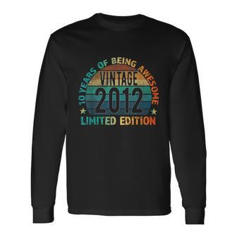 10Th Birthday Vintage 2012 10 Years Old Colored Long Sleeve T-Shirt - Monsterry DE