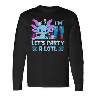 Im 11 Lets Party A Lotl 11Th Birthday Cute Axolotl Lovers Men Women Long Sleeve T-Shirt T-shirt Graphic Print - Thegiftio UK