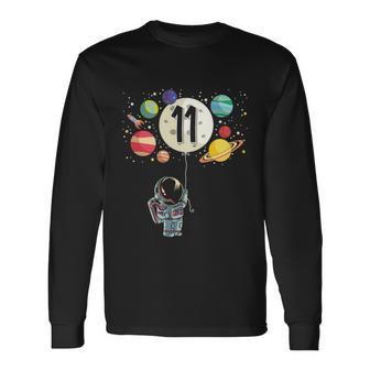 11 Years Old Birthday Boy Astronaut 11Th Birthday Long Sleeve T-Shirt - Monsterry CA