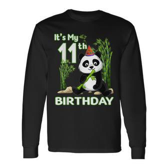 11Th Birthday 11 Years Old Party Animal Panda Lover Men Women Long Sleeve T-Shirt T-shirt Graphic Print - Thegiftio UK