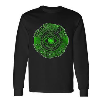 15 Fears Wheel Evil Green Eye Tshirt Long Sleeve T-Shirt - Monsterry