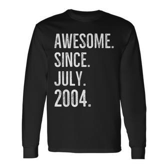 18 Years Old Awesome Since July 2004 18Th Birthday Men Women Long Sleeve T-Shirt T-shirt Graphic Print - Thegiftio