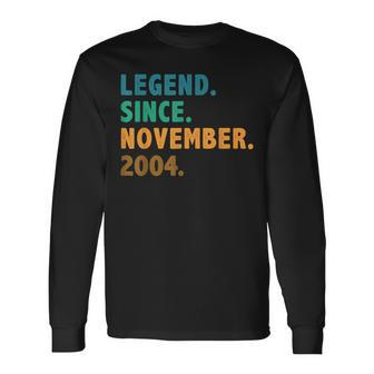 18 Years Old Legend Since November 2004 18Th Birthday Men Women Long Sleeve T-Shirt T-shirt Graphic Print - Thegiftio
