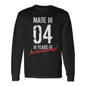18Th Birthday Boys Girls Awesome Since 2004 18 Year Old Long Sleeve T-Shirt - Thegiftio UK