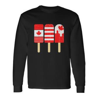 1St Of July Popsicle Red White Canadian Flag Patriotic Long Sleeve T-Shirt - Monsterry UK