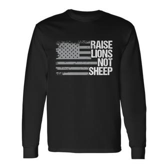 Raise Lions Not Sheep American Patriot Patriotic Lion Tshirt Graphic Design Printed Casual Daily Basic Unisex Long Sleeve