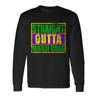 Striaght Outta Mardi Gras New Orleans Party T-Shirt Graphic Design Printed Casual Daily Basic Unisex Long Sleeve