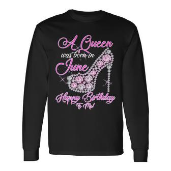 A Queen Was Born In June Fancy Birthday Graphic Design Printed Casual Daily Basic Unisex Long Sleeve