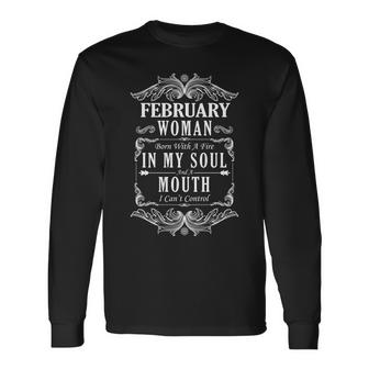 February Woman Funny Birthday Graphic Design Printed Casual Daily Basic Unisex Long Sleeve
