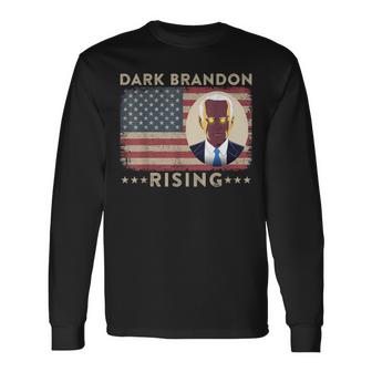 Dark Brandon Is Rising Dark Brandon Rises Pro Biden Usa Flag  V2 Men Women Long Sleeve T-shirt Graphic Print Unisex