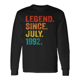30Th Birthday Legend Since July 1992 30 Years Old Vintage Long Sleeve T-Shirt - Seseable