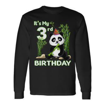 3Rd Birthday 3 Years Old Party Animal Panda Lover Men Women Long Sleeve T-Shirt T-shirt Graphic Print - Thegiftio UK