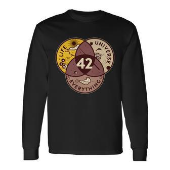 42 Answers To Life Universe Everything Hitchhikers Galaxy Guide Long Sleeve T-Shirt - Monsterry