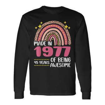 45 Years Old 45Th Birthday Born In 1977 Women Girls Floral Long Sleeve T-Shirt - Seseable