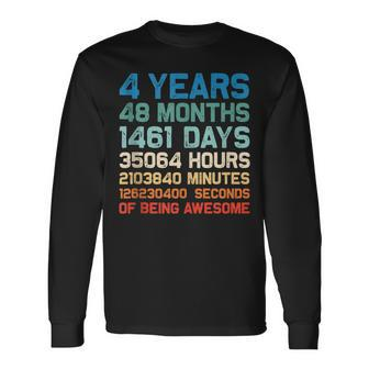 4Th Birthday 4 Years Of Being Awesome Wedding Anniversary V2 Long Sleeve T-Shirt - Seseable