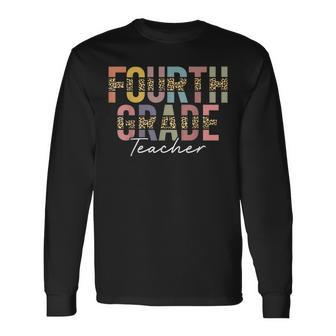 4Th Grade Teacher Leopard Team Fourth Grade Squad Women Long Sleeve T-Shirt - Seseable