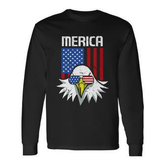 4Th Of July American Flag Bald Eagle Mullet 4Th July Merica Long Sleeve T-Shirt - Monsterry DE