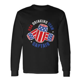 4Th Of July Beer Can Flag Usa Drinking Team Long Sleeve T-Shirt - Monsterry CA
