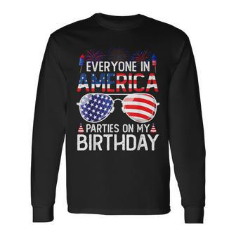 4Th Of July Birthday Bday Born On 4Th Of July Long Sleeve T-Shirt - Seseable