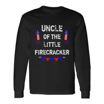 4Th Of July Birthday Uncle Of The Little Firecracker Cool Long Sleeve T-Shirt - Thegiftio UK