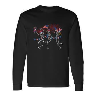 4Th Of July Dancing Skeleton Memorial Day Long Sleeve T-Shirt - Monsterry AU